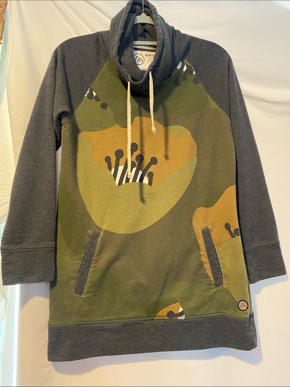 Burton Olive Green & Charcoal Cowl-Neck Ski Pullover